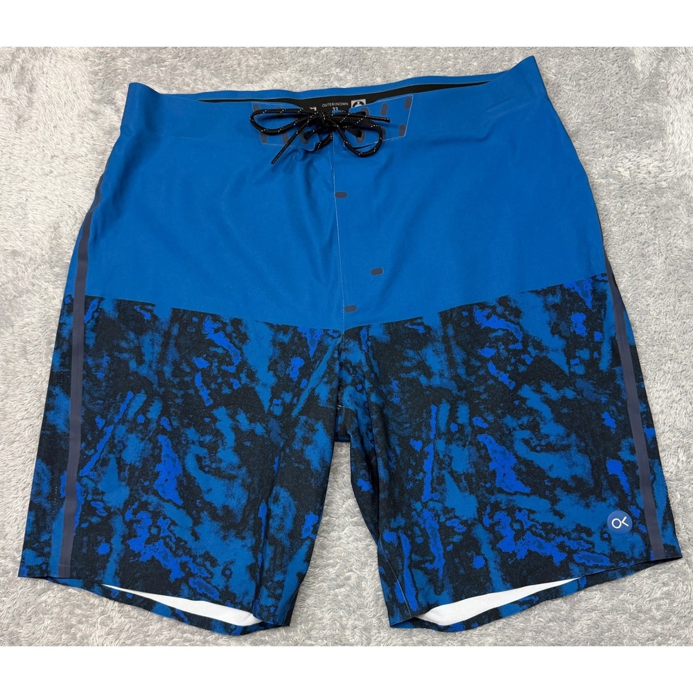 Outerknown Apex Board Shorts Size 33 Blue Marbled Surf Swim Trunks Unlined